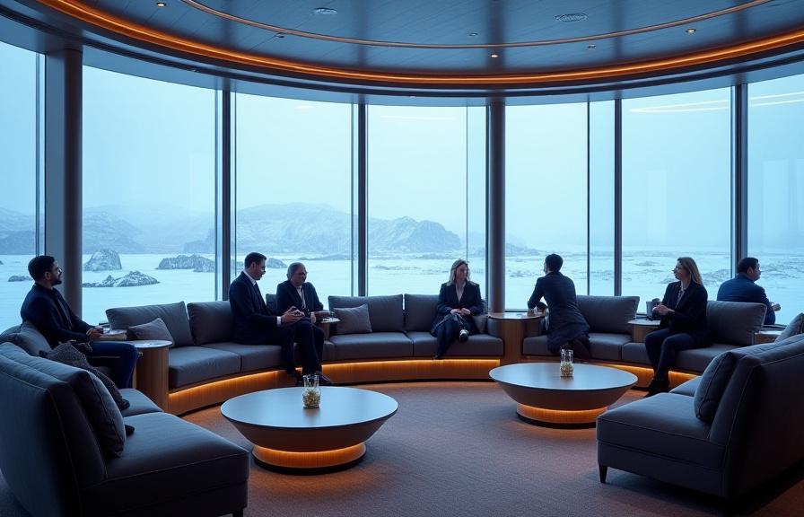 The elegant, panoramic observation lounge on the Aurora Explorer, perfect for wildlife spotting